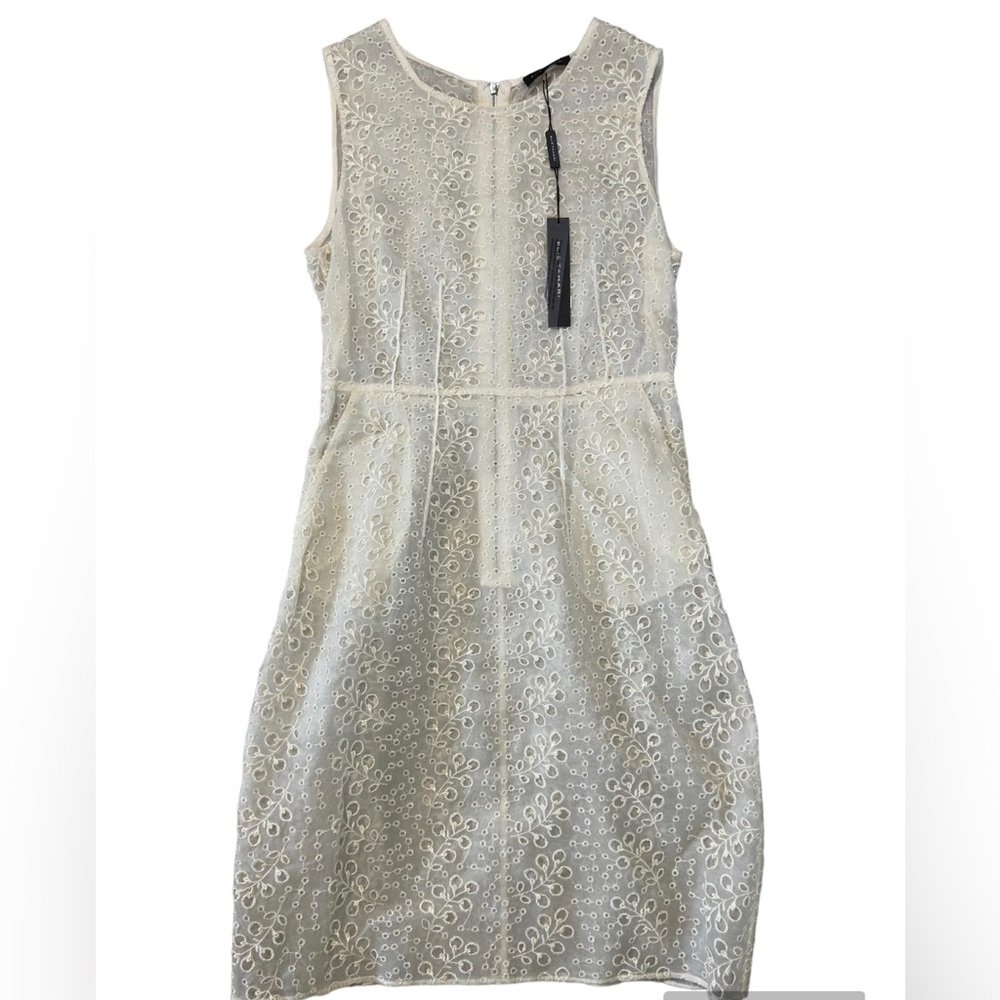 NEW $448 ELIE TAHARI ISLA WHITE DRESS EYELET FLORAL SIZE USA  4